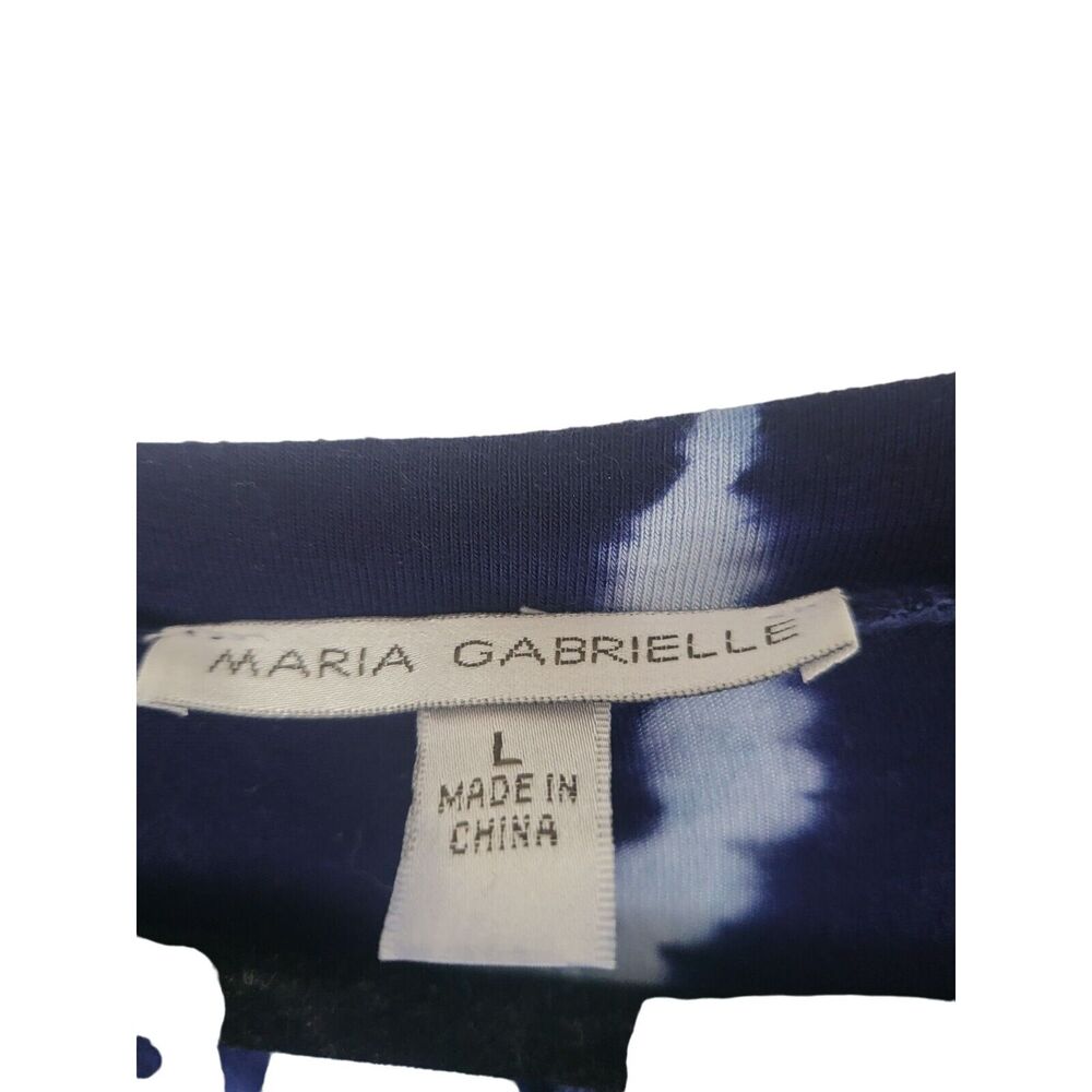 Maria Gabrielle Tie-Dye Top‎ L Womens Blue White Half Sleeve Crew Neck Pullover - Picture 4 of 10